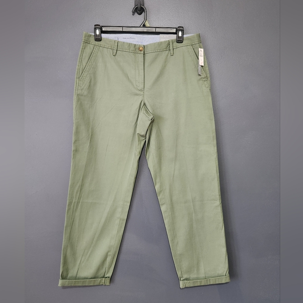 Talbots Relaxed Chinos Mossy Green Women's 12 New NWT Ankle Length Relaxed Leg